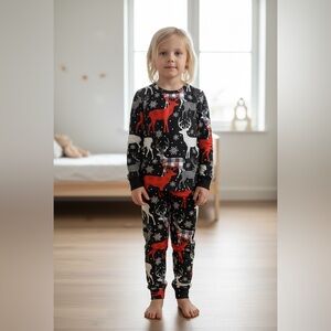 Kids Christmas Pajama Set – Size 5–6Y – Reindeer Holiday PJs